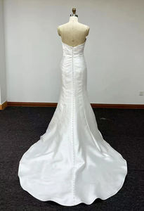 2025 nuevo vestido <span class=keywords><strong>de</strong></span> novia <span class=keywords><strong>de</strong></span> sirena blanco plisado <span class=keywords><strong>de</strong></span> satén blanco elegante <span class=keywords><strong>de</strong></span> estilo Simple para <span class=keywords><strong>boda</strong></span> <span class=keywords><strong>Civil</strong></span> Simple - Product Image 3