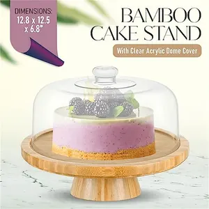 Vassoio per Server con Display per torte per alzata per torta da cucina con coperchio a cupola in acrilico trasparente supporto per torta giradischi in legno con Base