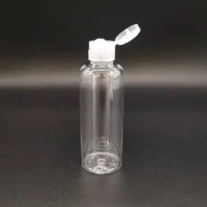 100ml round bottle pet clear plastic bottle flip top cap for cosmetic toner