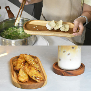 Une assiette ovale minimaliste élégamment conçue, fabriquée en bois de teck massif à 100 %, pour chaque expérience culinaire moderne. - Product Image 2