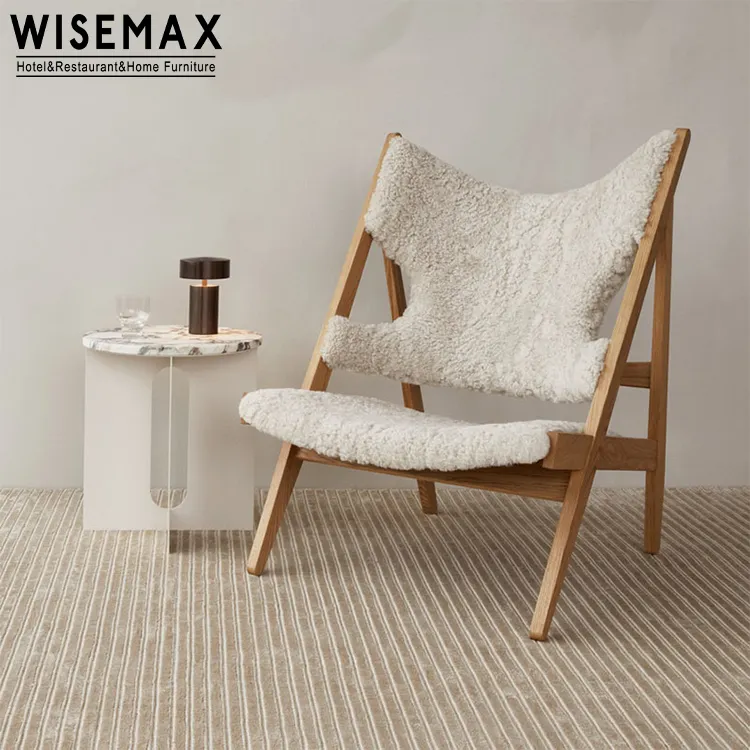 WISEMAX – meubles de loisirs en bois massif et tissu duveteux, mobilier de salon, chaise duveteuse de loisirs