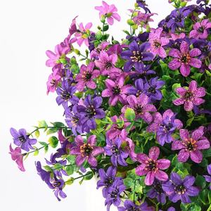 Bouquet di fiori artificiali viola pendenti all'ingrosso per autunno, decorazioni da giardino per esterni, fiori di seta artificiali pendenti OEM - Product Image 4