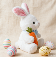 Peluche de lapin blanc doux de qualité supérieure, confortable, brodée, pour anniversaire, avec rembourrage en polyester et coton PP