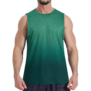 Camiseta sin Mangas para Hombre, Color Sólido, Cuello Redondo, Tejida, de Secado Rápido, Poliéster, Informal, para Fitness, Verde, Diseño Personalizado - Product Image 1