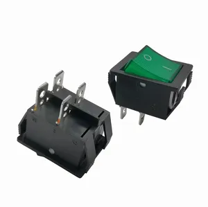 Interruptor basculante de luz verde, interruptor de forma de onda para equipos y electrodomésticos, 10A, 250V/16A125V, 4 pines, 2 posiciones