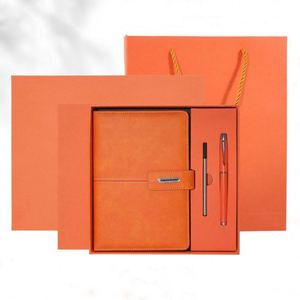Cuaderno de Cuero PU Naranja Personalizado, Set de Regalo Corporativo, Diario A5, Set de Cuaderno de Negocios de Lujo Promocional al por Mayor con Bolígrafo - Product Image 1