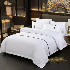 Hotel Sheets 300 Thread Count Soft 100% organic Cotton Combed Pure bed sheets duvet cover Bedding Set custom logo