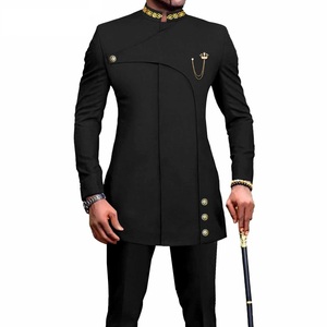 Ensemble Deux Pièces 100 % Coton, Costumes Africains pour Hommes, Costumes de Mariage pour Hommes, Tenue de Marié 2025, Robes de Soirée pour Hommes - Product Image 3