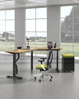 Bureau de jeu en forme de L OMNI avec élévateur électrique, poste de travail ergonomique réglable