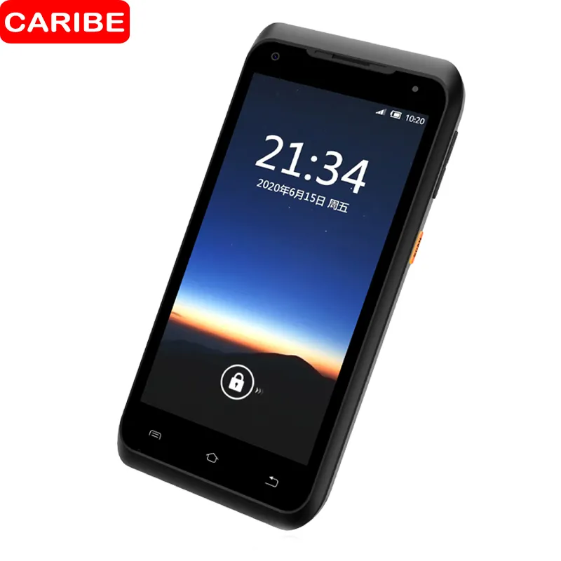 CARIBE 1D 2D หุ่นยนต์เทอร์มินัลมือถือขรุขระ PDA 1D บาร์โค้ดสแกนเนอร์เก็บข้อมูล