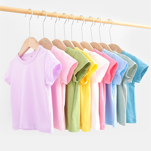 Venta al por Mayor de Fábrica, <span class=keywords><strong>Ropa</strong></span> de Verano para Niños, Camiseta de Manga Corta de Algodón Tejido para Bebés, Niños y <span class=keywords><strong>Niñas</strong></span>, Lisa - Product Image 1