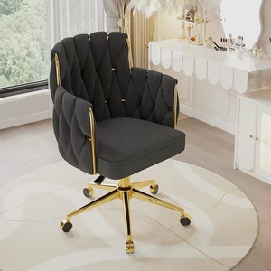 Luxury <b>Pink</b> Velvet Home Office & Bedroom Office Chair Modern Hand Woven Gold Aluminum <b>Frame</b> Swivel Adjustable Furniture - Product Image 3
