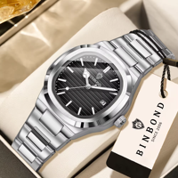 Jam Tangan Wanita BINBOND 1885L Model Baru Diameter 35mm Dial Bercahaya Mewah Bahan Stainless Steel Tahan Air Warna Biru