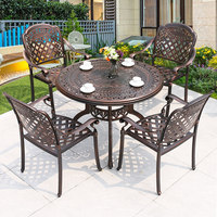 Ensemble table et chaise mobiles en alliage d'aluminium pour extérieur - Design pastoral, mobilier de jardin, patio, balcon, cour pour 1 personne