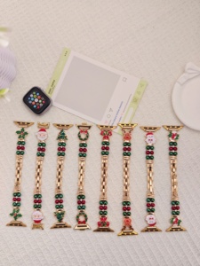สายนาฬิกาอัจฉริยะสำหรับ Apple iWatch รุ่น8/9/10/11 /se ชุดสายรัดโลหะประดับเพชรมาใหม่สำหรับเทศกาลคริสต์มาส - Product Image 2