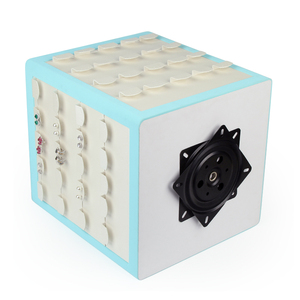 Nid d'abeille granuleux cuir Armoire ronde velours Pu boucles d'oreilles rotatif mallette de rangement Table bijoux organisateur boîte pour magasin - Product Image 3