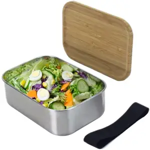 Fabrik preis Umwelt freundlich Beste Qualität 304 Edelstahl Lunchbox mit Bambus deckel für Büro