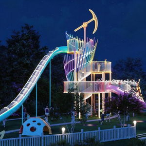 Structures de jeux en acier et plastique personnalisées pour parcs d'aventure en plein air avec toboggan - Product Image 2