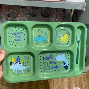 Tùy chỉnh 6 ngăn tái sử dụng khay bữa ăn trẻ em thói quen lành mạnh chia phần melamine tấm tre vui bé ăn tối tấm - Product Image 1