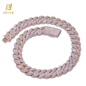 NUOYA rantai Tautan Kuba berlian penuh 22mm, Kalung Hiphop wanita berlapis emas mawar berkilau zirkon - Product Image 3