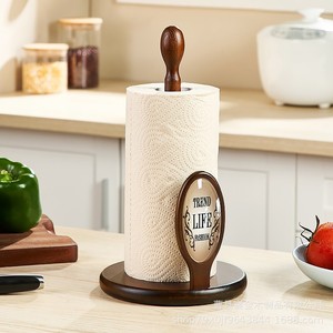 Wooden <b>Kitchen</b> <b>Paper</b> Towel Holder 31.5cm Desktop Solid Wood Napkin Stand For Toilet <b>Paper</b> And Cling Film Storage - Product Image 2