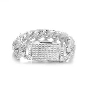 Bracelets cubains personnalisés en moissanite GRA Baguette, style streetwear urbain, en argent S925, chaîne gourmette Miami entièrement pavée, bijoux rap, OEM - Product Image 2