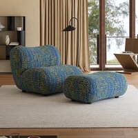 Ensemble de fauteuils de salon Chesterfield de luxe, design créatif, avec ottoman, en tissu doux et structure en fer, pour hôtel et maison - Vente chaude