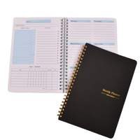 Nouveau carnet organisateur personnalisé avec logo imprimé, reliure spirale, format A5, agenda hebdomadaire et journalier 2026