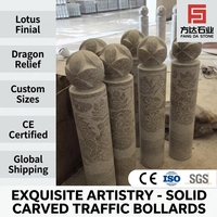 Colonne de barrière en granit blanc sésame G603 sculptée à la main de luxe - Colonne romaine décorative anti-collision pour allées de villas