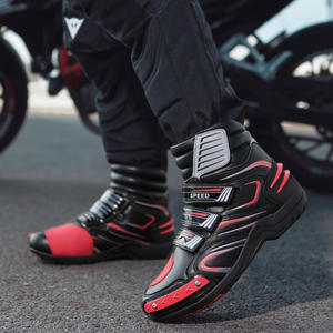 <span class=keywords><strong>Botas</strong></span> de cuero de carreras profesionales de moda de alta calidad para motociclistas, cierre de botón impermeable transpirable para montar en moto de primavera - Product Image 4