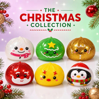 Jouet sensoriel anti-stress en caoutchouc souple à rebond lent, motif Père Noël et bonhomme de neige Kawaii, pour soulager l'anxiété