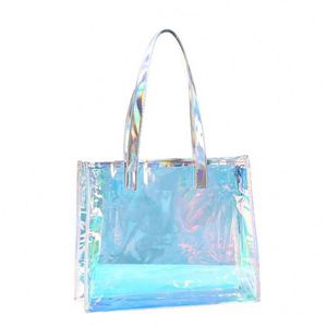 Bolsos de Mano de PVC Transparente Holográfico, Modernos, de Lujo, Impermeables, Personalizados al por Mayor, con Logotipo, para Mujer, Bolsos Cosméticos, Bolsos de Playa con Diseño - Product Image 3
