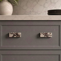 Poignée de porte de placard rectangulaire haut de gamme en marbre Calacatta Viola, poignée de porte de vêtements de luxe léger, bouton de placard de cuisine en marbre