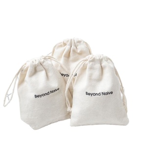 Custom Organic Cotton Recycled Size Small Reusable White <b>Muslin</b> <b>Cloth</b> Dust Pouch Drawstring Bag Logo Double String for Jewelry - Product Image 1