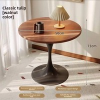 Table à manger ronde de style moderne, plateau en bois de caoutchouc massif, base en forme de tulipe, style rétro écologique, mobilier de salle à manger d'hôtel, maison
