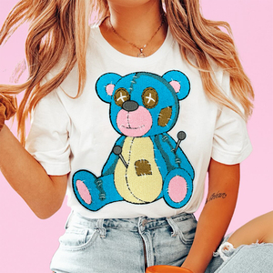 Bán buôn 2025 thiết kế mới thêu các bản vá lỗi màu xanh gấu Chenille sắt-on đính tùy chỉnh thực hiện cho Diy quần áo crafting - Product Image 3