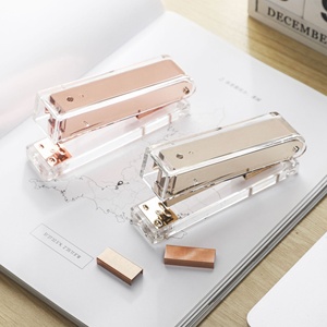 Office Desktop Fancy Gift Clear Acrylic Luxury Clear Plastic Cover Rose Gold Stapler
