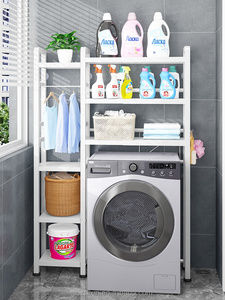 Organizzatore da Bagno in Metallo Espandibile Multi-Livello Sopra il WC <span class=keywords><strong>con</strong></span> Asta Appendiabiti, Scaffale Angolare per Asciugamani e Lavanderia - Product Image 3