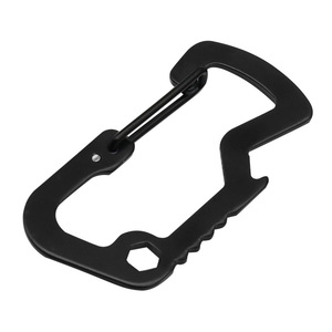 Ouvre-bouteille Mousqueton pour l'extérieur en forme de <span class=keywords><strong>D</strong></span>, ouvre-bouteille noir et argent, ouvre-bouteille hexagonal à <span class=keywords><strong>d</strong></span>égagement rapide, 1 pièce - Product Image 2