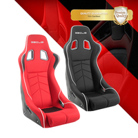 Siège baquet complet SSCUS D1-FABRIC en tissu rouge/noir, style sport, adaptable à tous les véhicules