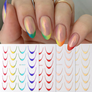 1 autocollant de <span class=keywords><strong>manucure</strong></span> rouge or français, autocollant de nail art néon coloré, dégradé, lignes, rayures, lignes de sourire, autocollants pour ongles, lignes courbées de lune - Product Image 3