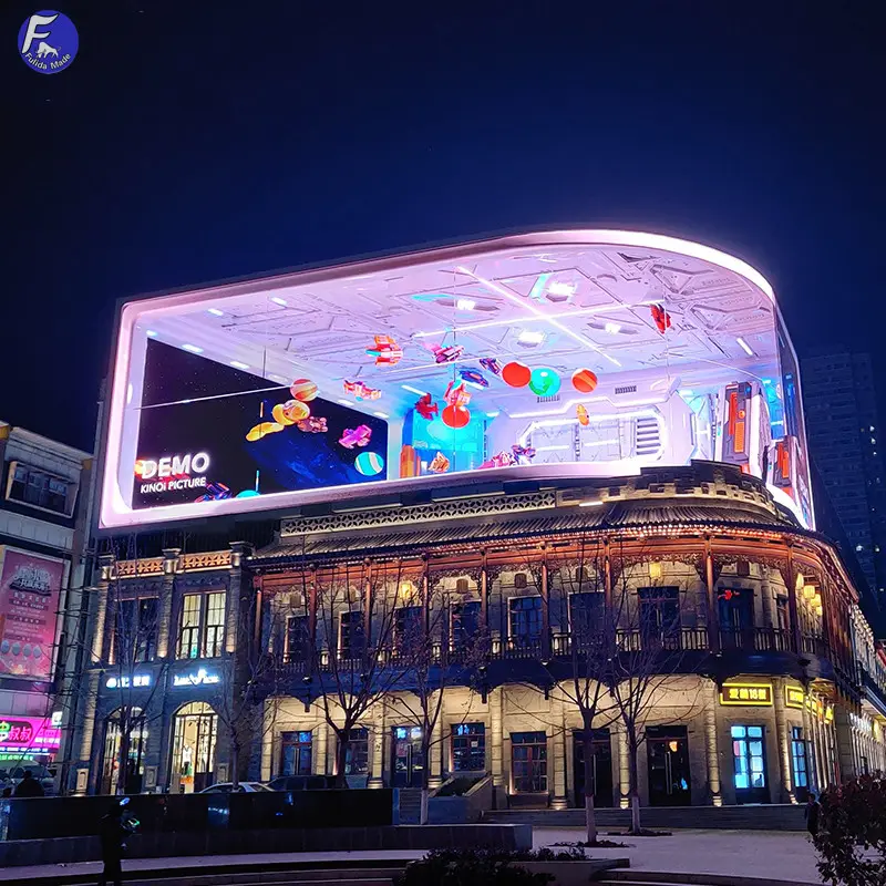 Led 3D dinding video raksasa layar LED terpasang dinding tampilan led iklan luar ruangan layar led fleksibel melingkar kapasitif