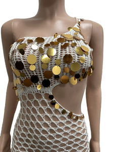 Nuovi Arrivi 2026: Abiti da Spiaggia Estivi da Donna Sexy per Club, Lavorati a Maglia, con Glitter Trasparenti e Nappe, con <span class=keywords><strong>Spalline</strong></span> - Product Image 5