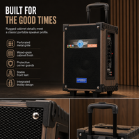 Speaker Karaoke Party HANSUO HS-TS08Q3 40W 8 Inch dengan Dua Mikrofon Nirkabel, USB, FM, dan Gagang yang Dapat Ditarik