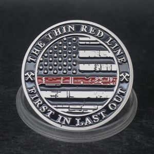 Première dans la dernière pièce de prière Saint des pompiers Red Line Challenge Coin - Product Image 2