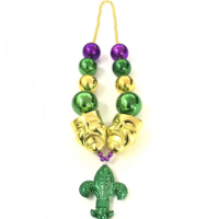 Collier de perles géantes Mardi Gras en gros, très demandé, avec masque et fléchettes de saints pour les célébrations de carnaval