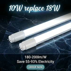 Tube LED industriel T8 4FT 1.2M 180lm/w 10W remplace 18W, haute luminosité, économie d'énergie pour l'éclairage des entrepôts, supermarchés et magasins - Product Image 1