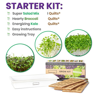 HAMAMA <span class=keywords><strong>Easy</strong></span> Setup Microgreens Growing Kit 3 Bandeja de cerámica Interior Brotes Mat Edredones Incluye Kale Brócoli Macetas - Product Image 3
