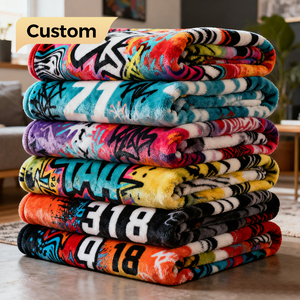 Bán Buôn Hot-Bán Mềm Mại Thoải Mái Đồng Bằng In Tùy Chỉnh Trang Trí Tất Cả Các Mùa Giường Món Quà Flannel Lông Cừu Ném Chăn - Product Image 1