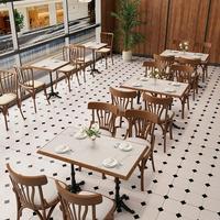 Ensemble de table et chaises de restaurant, canapé de café, table murale en bois massif avec structure en fer, table de bar, table de salon, table de café, table à manger, style chinois classique